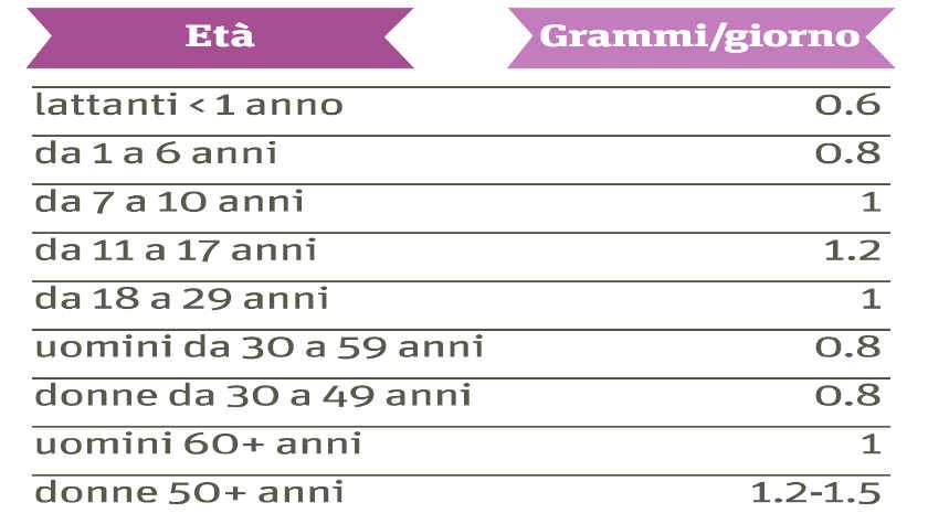 assunzione giornaliera di calcio